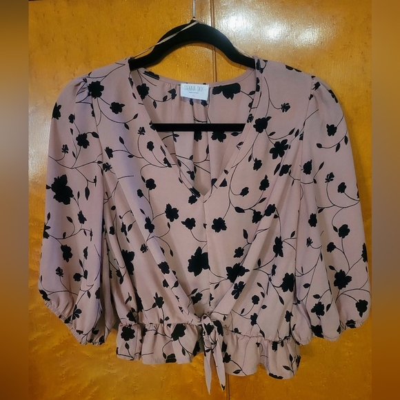 Sienna Sky Tops - Sienna Sky Pink and Black Floral Blouse